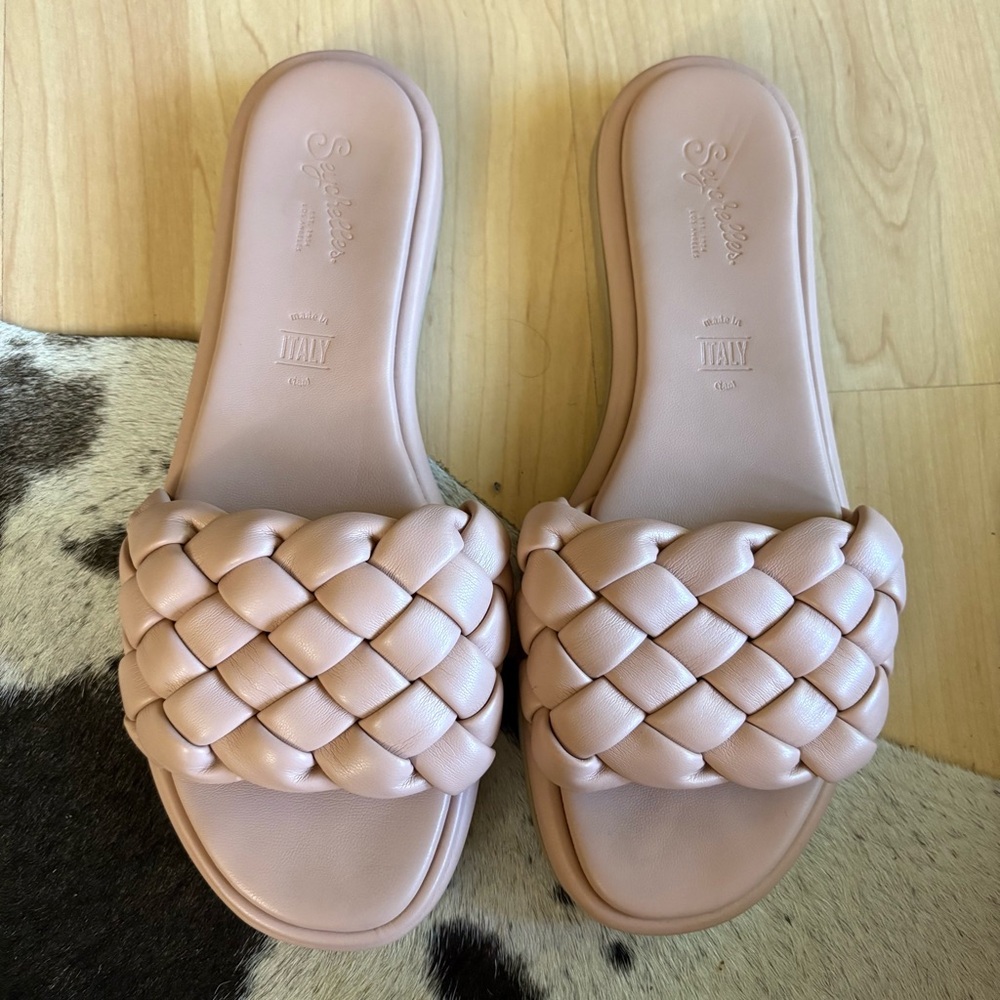 ANTHROPOLOGIE Seychelles Bellissima Woven Braided Slide Flat Sandals Size 9‎